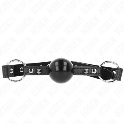 Mordaça Bola KINK de 4cm com ponta rebite e fecho snap lock para BDSM.