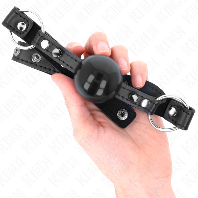 Mordaça Bola KINK de 4cm com ponta rebite e fecho snap lock para BDSM.