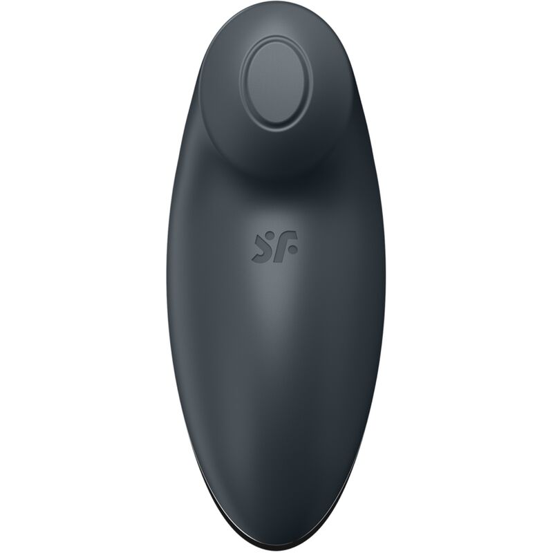 Satisfyer Tap & Climax 2 Vibrador e Estimulador Cinza em silicone macio, com detalhes dos botões e formato ergonómico.