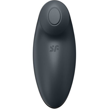 Satisfyer Tap & Climax 2 Vibrador e Estimulador Cinza em silicone macio, com detalhes dos botões e formato ergonómico.
