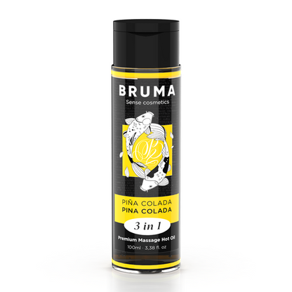 BRUMA Óleo de Massagem Premium Efeito Calor Pina Colada 3 em 1 - 100ml, para massagem sensual e hidratação.