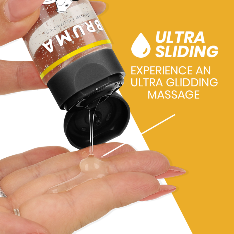 BRUMA Óleo de Massagem Premium Efeito Calor Pina Colada 3 em 1 - 100ml, para massagem sensual e hidratação.