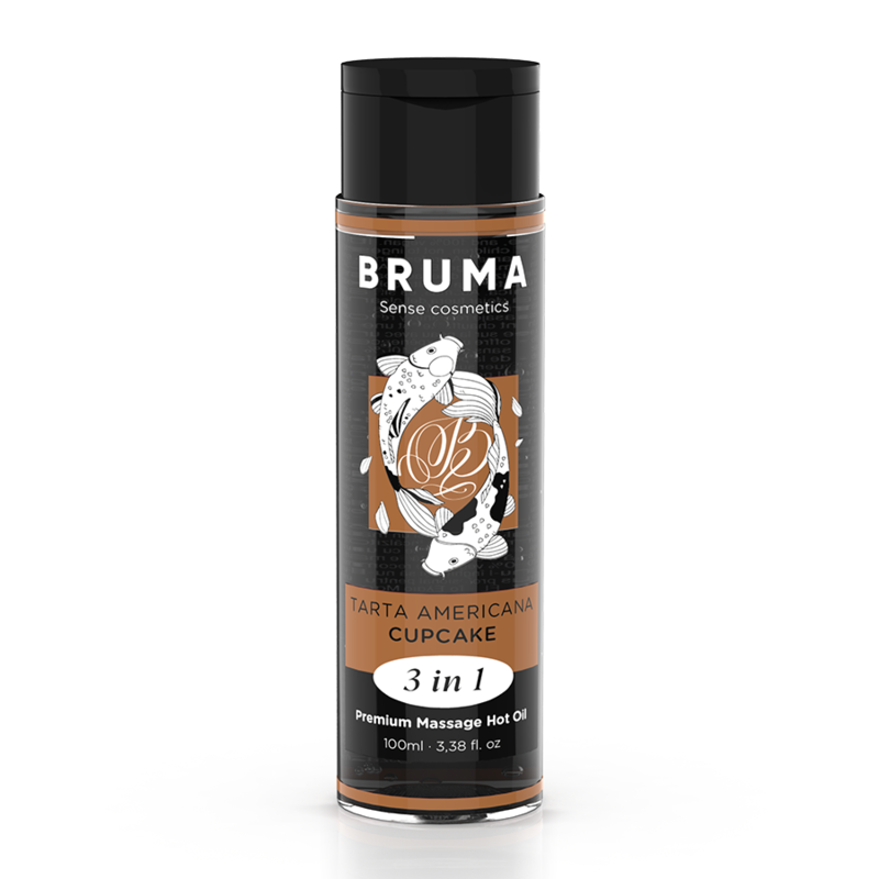 Close-up do Óleo de Massagem BRUMA Efeito Calor Cupcake 3 em 1 - 100ml.