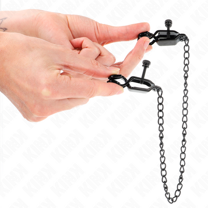 KINK Pinças de Corrente Plana Pretas 30 CM para estimulação BDSM.