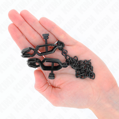 KINK Pinças de Corrente Plana Pretas 30 CM para estimulação BDSM.
