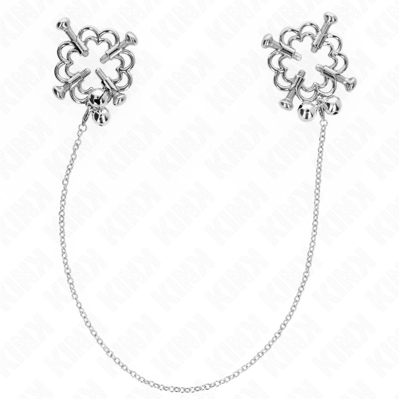 Pinças de mamilo KINK Flor de Metal com Corrente, acessório BDSM para estimulação sensorial.