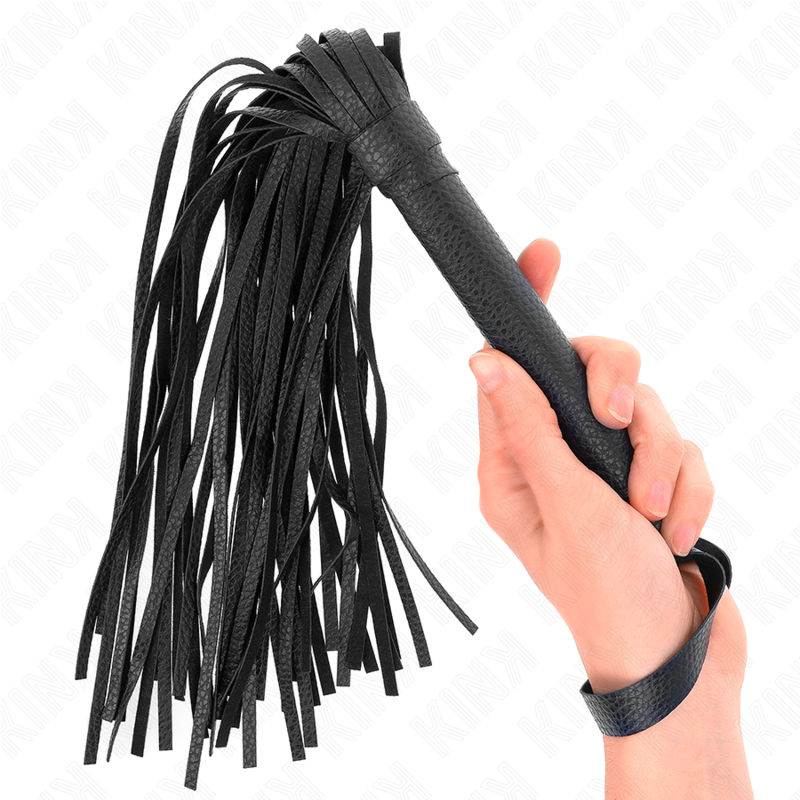 Chicote de Contas KINK Azul Escuro 43,5 cm para BDSM, mostrando detalhes das contas e cabo.