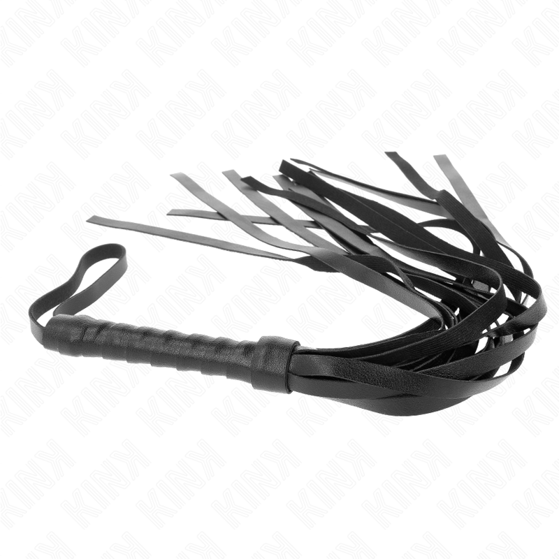 Close-up do KINK Chicote Preto Simples 45cm, mostrando sua textura e design.