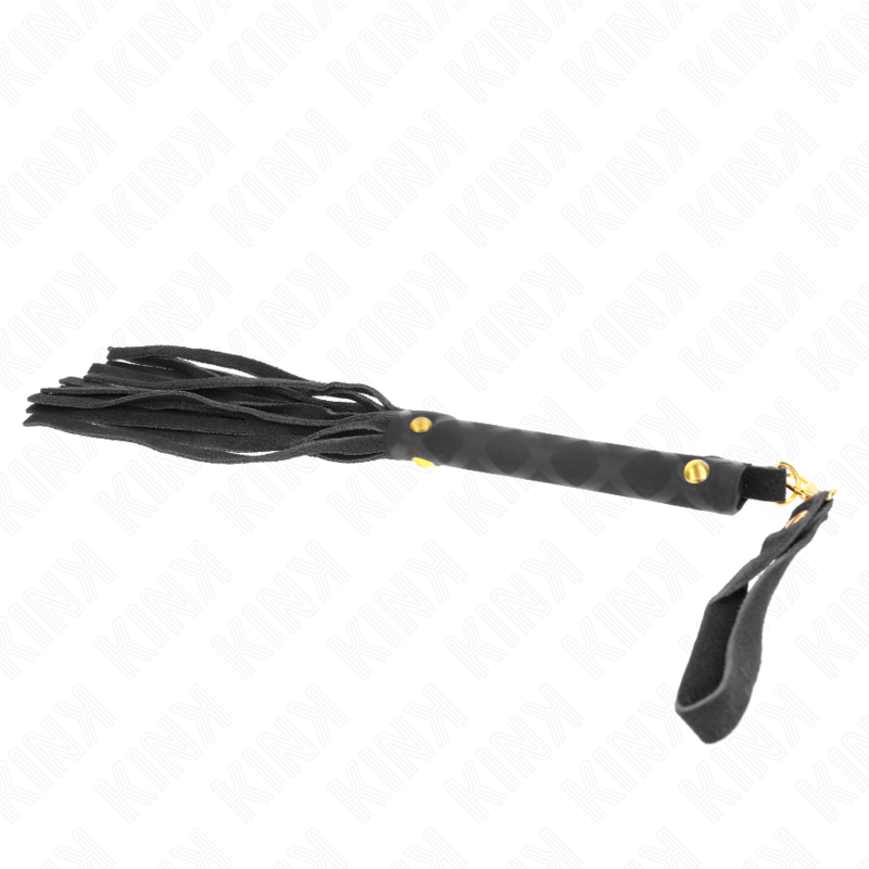 Mini chicote KINK de camurça preta 30cm para jogos BDSM