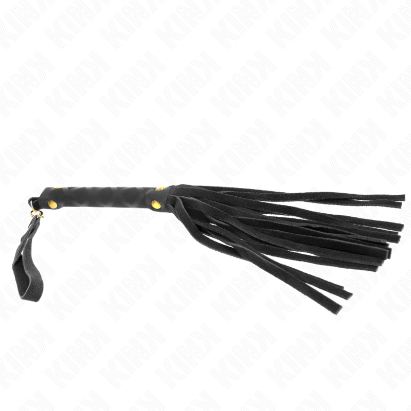 Mini chicote KINK de camurça preta 30cm para jogos BDSM