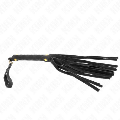 Mini chicote KINK de camurça preta 30cm para jogos BDSM
