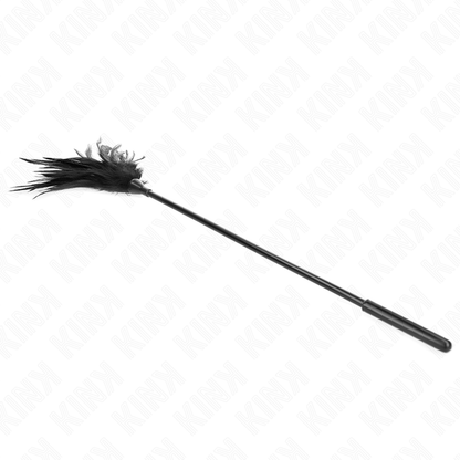 KINK Espanador de Penas Múltiplas Preto 45 CM para jogos sensuais e teasing.