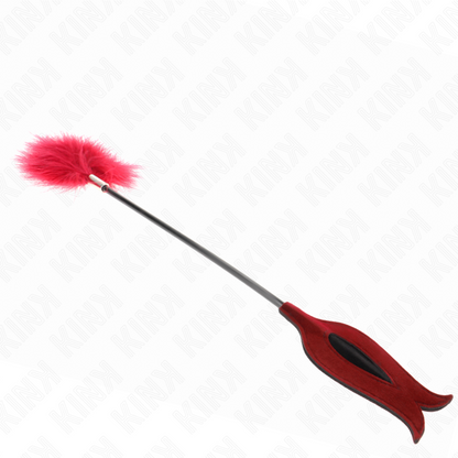 KINK Penas de Cócegas com Remo Forma de Rosa de 8 CM para jogos BDSM e estimulação sensorial.