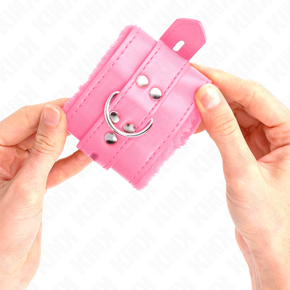 KINK Pulseira Forro Pele Furos Quadrados Rosa com Cinto Ajustável
