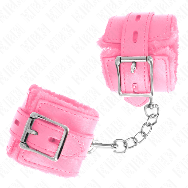 KINK Pulseira Forro Pele Furos Quadrados Rosa com Cinto Ajustável