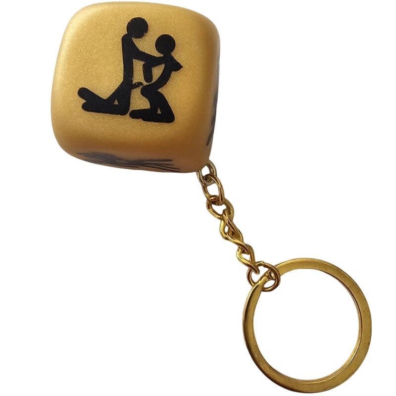 Porta-chaves Dado Dourado com Posições Eróticas