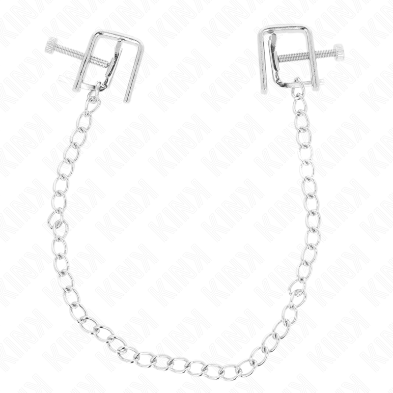 Close-up dos Grampos para Mamilos KINK com Corrente 30 CM, mostrando o design de metal e a corrente.