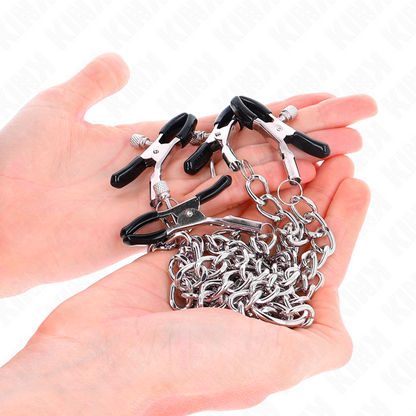 KINK Pinças de Mamilo com Correntes 32cm e 14cm (4 Unidades) para estimulação BDSM