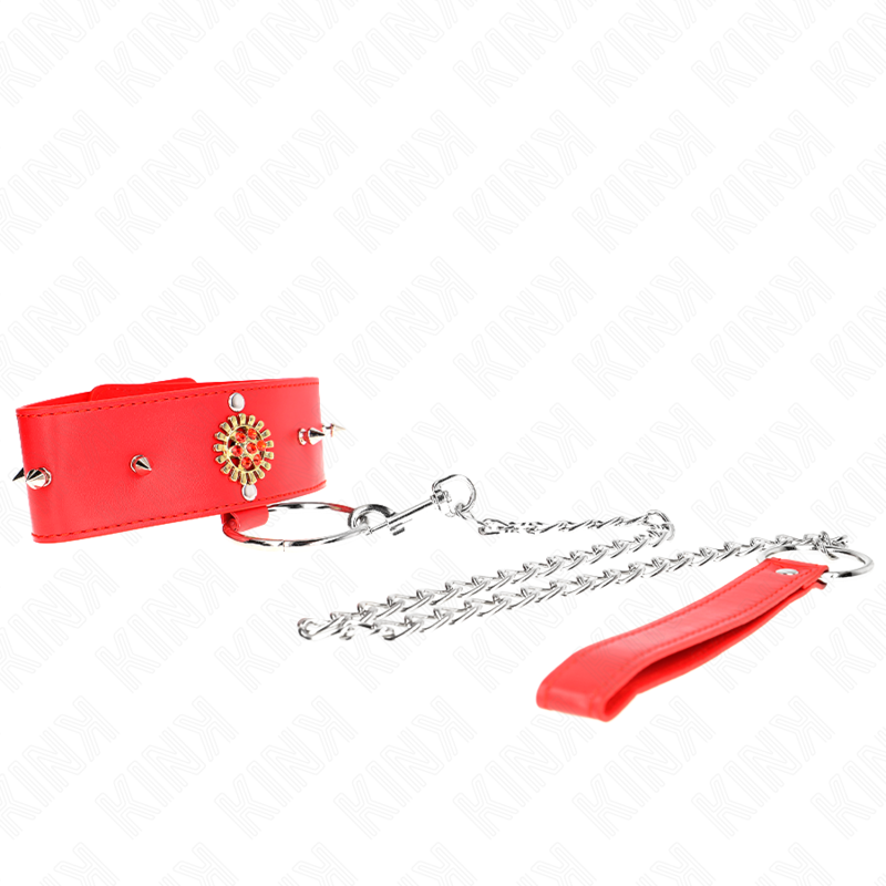 KINK Colar de Diamante Vermelho Ajustável com Cinto, mostrando detalhes do design e fecho.
