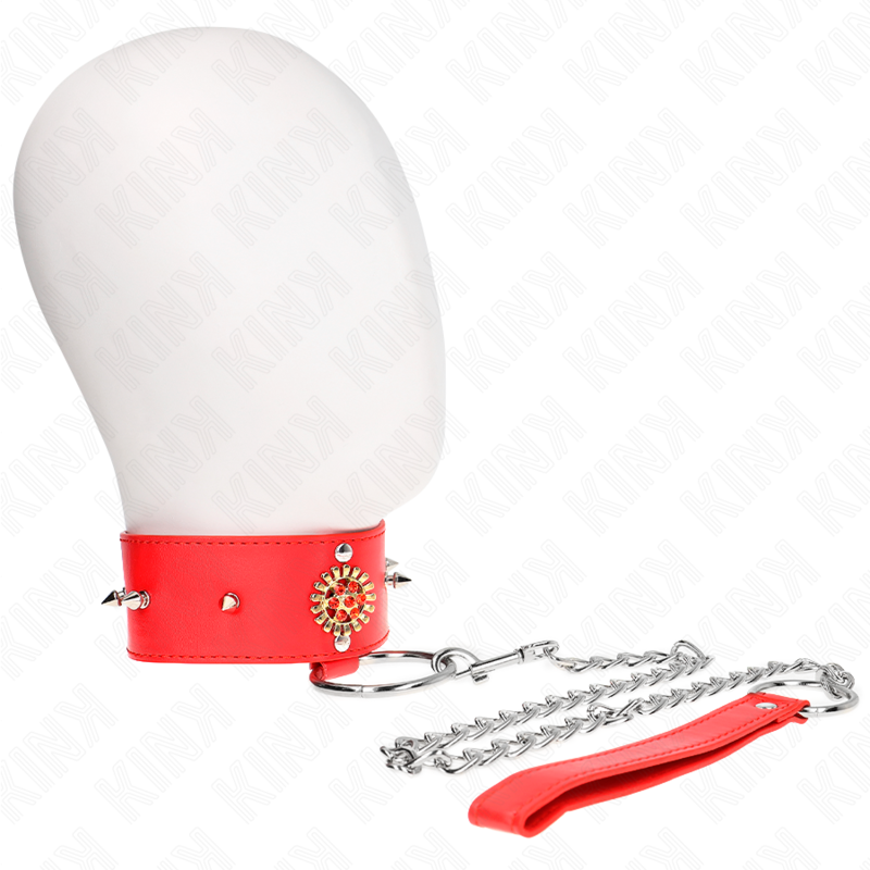 KINK Colar de Diamante Vermelho Ajustável com Cinto, mostrando detalhes do design e fecho.