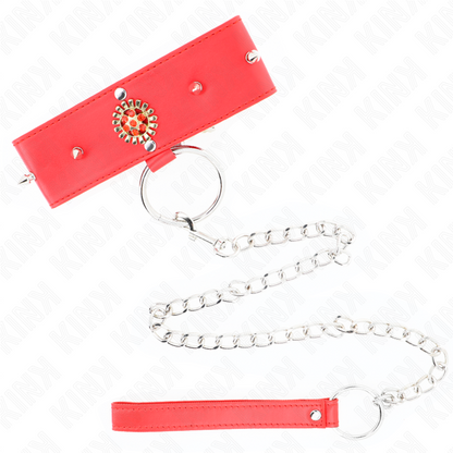 KINK Colar de Diamante Vermelho Ajustável com Cinto, mostrando detalhes do design e fecho.