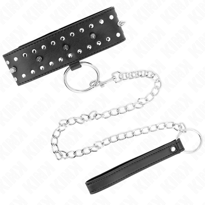 KINK Colar com Trela Ajustável 36-43cm com Pregos Prata 65cm em detalhe.