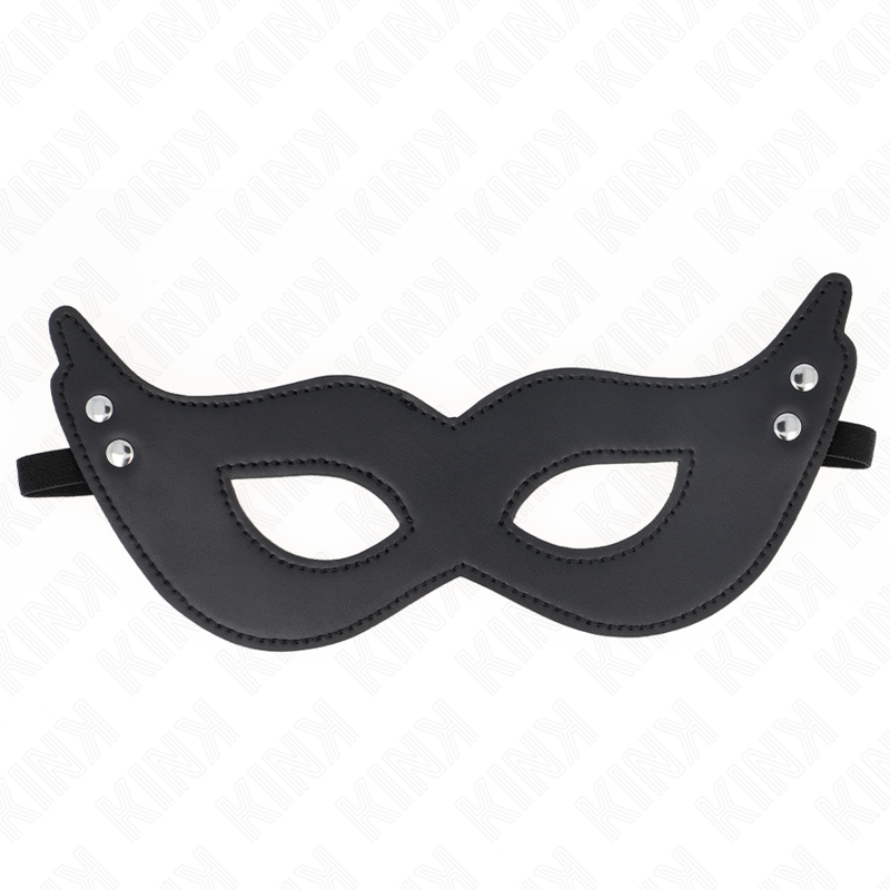 KINK Máscara de Couro com Rebites Modelo 1, ideal para BDSM e roleplay.