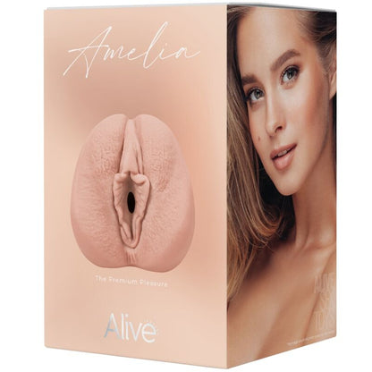 Close-up do Masturbador Masculino ALIVE Flex Vaginal Realista M, mostrando sua textura e abertura.