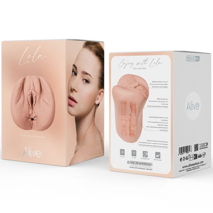Close-up do ALIVE Masturbador Masculino Vaginal Flexível, mostrando sua textura realista e design ergonômico.