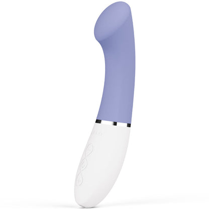 Close-up of the LELO GIGI™ 3 G-Spot Vibrator in blue, showcasing its ergonomic design and silicone texture.