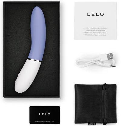 Close-up do LELO LIV™ 3 Vibrador Ponto G Bluetooth com App Azul, mostrando o seu design elegante e o silicone macio.