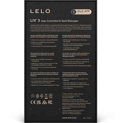 Close-up do LELO LIV™ 3 Vibrador Ponto G Bluetooth com App Azul, mostrando o seu design elegante e o silicone macio.