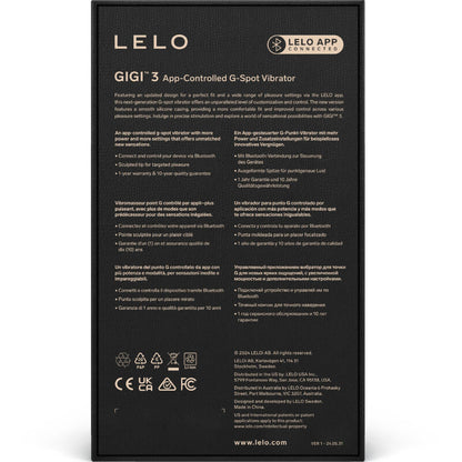 LELO Gigi™ 3 Vibrador Ponto G Violeta com conectividade app, mostrando seu design ergonómico e silicone macio.