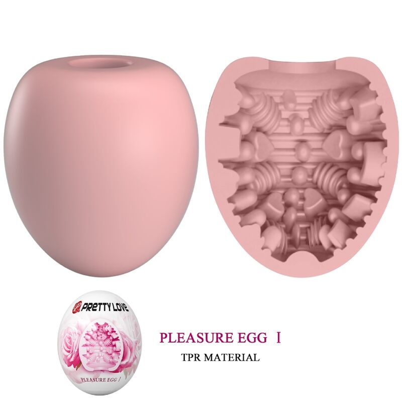 Close-up do Masturbador Masculino Pretty Love Ovo Rosa, mostrando sua textura interna e design compacto.