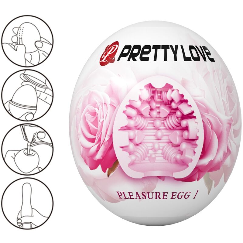 Close-up do Masturbador Masculino Pretty Love Ovo Rosa, mostrando sua textura interna e design compacto.