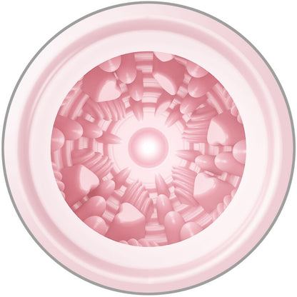 Close-up do Masturbador Masculino Pretty Love Ovo Rosa, mostrando sua textura interna e design compacto.