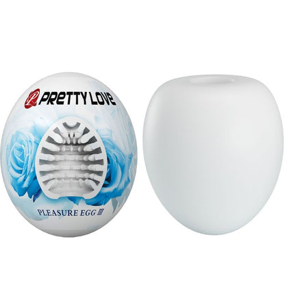 Close-up do PRETTY LOVE Masturbador Masculino com Textura 'Clarinha de Ovo', mostrando seu design compacto e material macio.