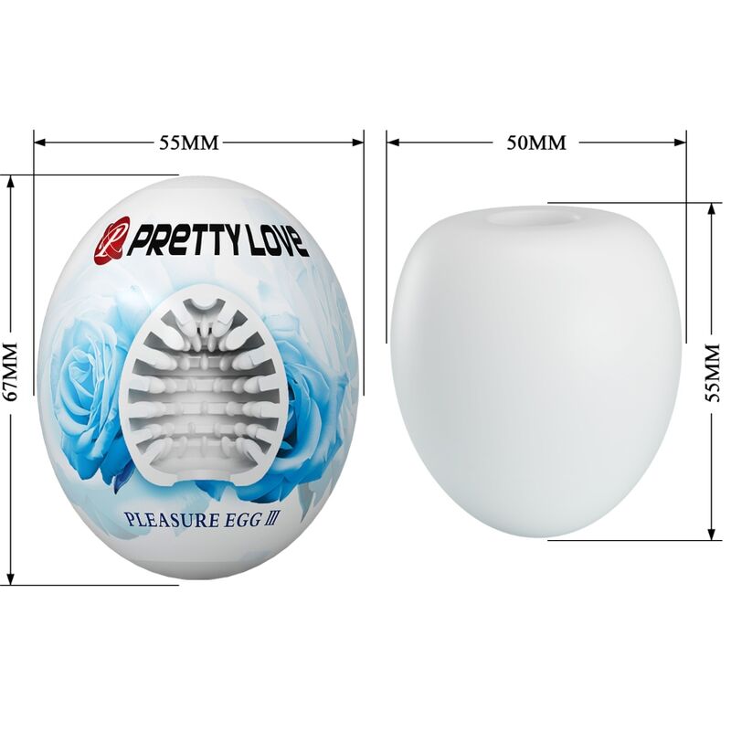Close-up do PRETTY LOVE Masturbador Masculino com Textura 'Clarinha de Ovo', mostrando seu design compacto e material macio.