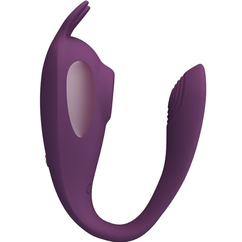 Close-up do vibrador PRETTY LOVE Shey roxo, mostrando seu design ergonômico e material de silicone.