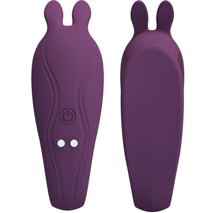 Close-up do vibrador PRETTY LOVE Shey roxo, mostrando seu design ergonômico e material de silicone.