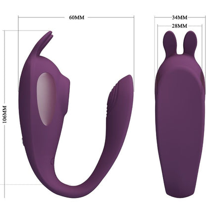 Close-up do vibrador PRETTY LOVE Shey roxo, mostrando seu design ergonômico e material de silicone.