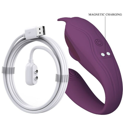Close-up do vibrador PRETTY LOVE Shey roxo, mostrando seu design ergonômico e material de silicone.