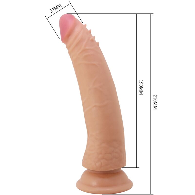Close-up do PRETTY LOVE Dildo Realista 21 CM, mostrando a textura e a base de ventosa.