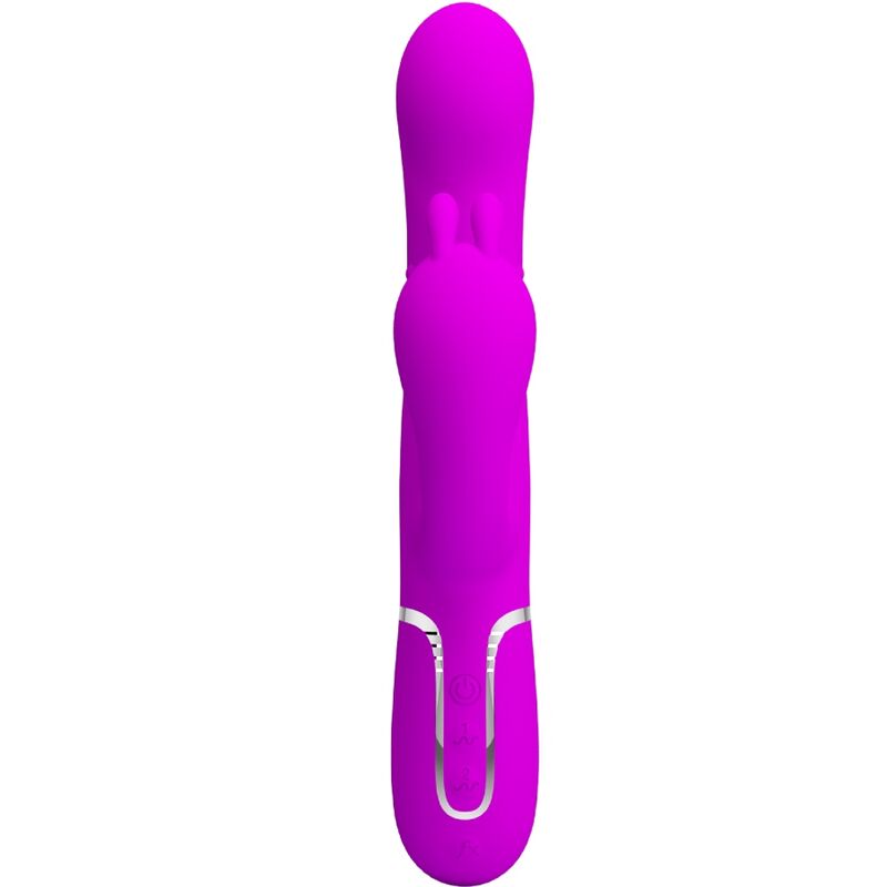 Close-up do vibrador triplo Pretty Love Cammy multifuncional 4 em 1 rosa