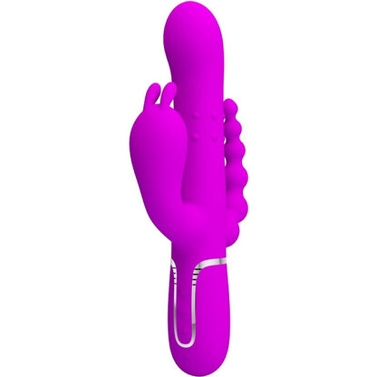 Close-up do vibrador triplo Pretty Love Cammy multifuncional 4 em 1 rosa