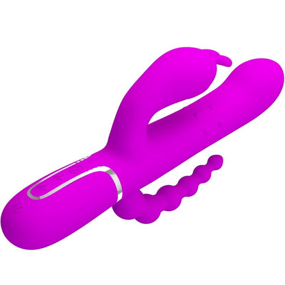 Close-up do vibrador triplo Pretty Love Cammy multifuncional 4 em 1 rosa
