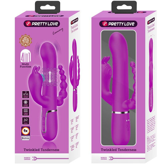 Close-up do vibrador triplo Pretty Love Cammy multifuncional 4 em 1 rosa