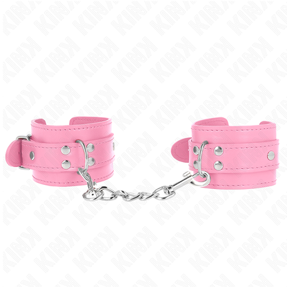 Pulseira de contenção KINK Simples Rosa Ajustável, mostrando detalhes do material e fecho