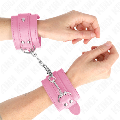 Pulseira de contenção KINK Simples Rosa Ajustável, mostrando detalhes do material e fecho