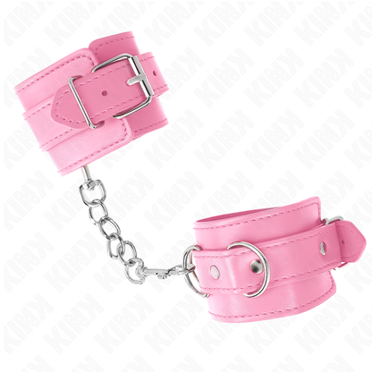 Pulseira de contenção KINK Simples Rosa Ajustável, mostrando detalhes do material e fecho